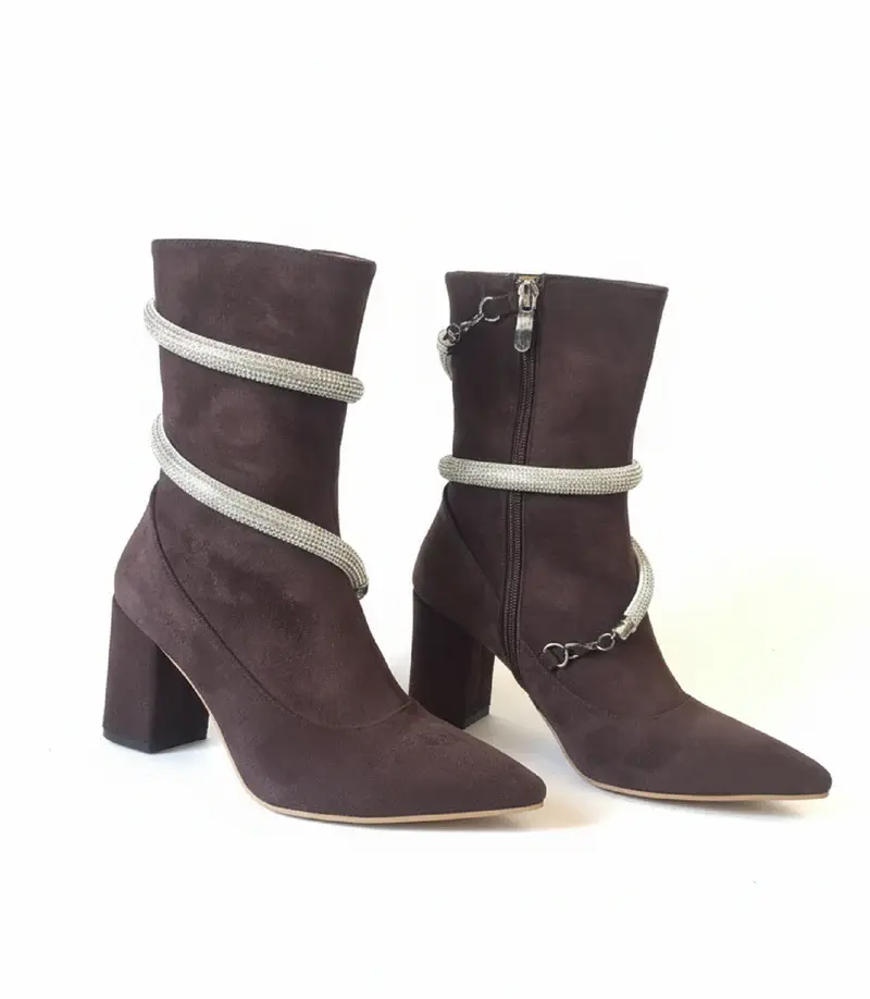 Boots with white belts wrap around it B-43
