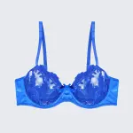 Sexy Mesh Embroidered See-Through Bra Thong Lingerie Set