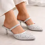 Elegant Embellished Mesh Heels C-83