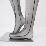 Lace Jacquard Pantyhose Ultra-Thin Over Knee Sexy Shiny Black