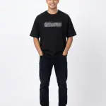 Black Oversized Balmain Chest Print T-Shirt