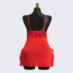 Red Mesh Sexy Spaghetti-strap Lace Dress