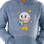 Blue Tie-Dye Hoodie with "Moon" Print 💙🌕