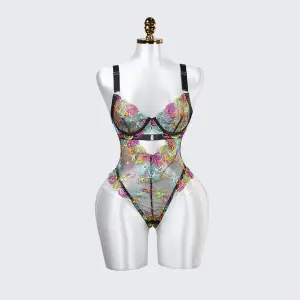 Floral Embroidery Lace Bodysuit