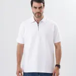 White Quarter Zip Polo Shirt