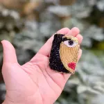 Abstract Golden Face magnets Brooch