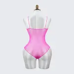 Shiny Rhinestone Glitter Spaghetti Strap Mesh Bodysuit