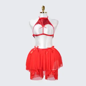 Plus Size Sexy Cupless Sheer Lace Chemise Dress
