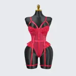Plus Size Red Mesh Bodysuit