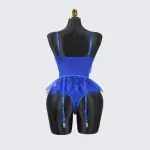 Blue Lace Floral Embroidered Bodysuit