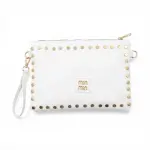 White studded clutch bag with gold-tone hardware BA-62