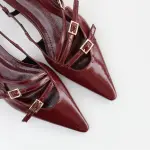 Multi TOE THREE STRAPS CLARET PATENT Flat BALLERINAS
