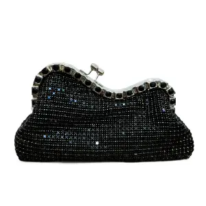 Black Sequin Bag with Metal Frame VS-52