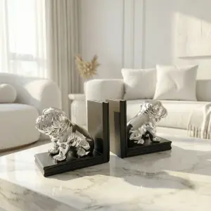 Chrome Bulldog Bookends (Set of 2)