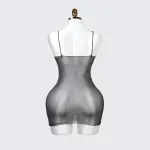 Transparent Mesh Set Black Tassel Chemise
