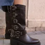 Black Leather biker boots