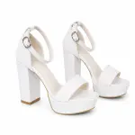 Elegant Glossy Block Heel Sandals C-129