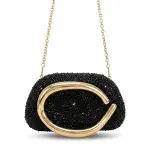 Beaded Evening Bag with Gold Metal Frame VS-74