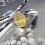 خاتم فضة 925 بتصميم عملة ذهبية فرى سايز
