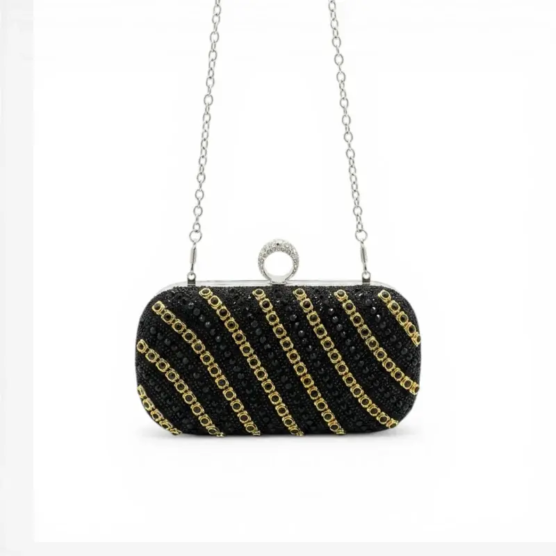 Beaded Handbag with Diagonal Stripes VS-49