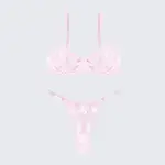 Sexy Mesh Embroidered See-Through Bra Thong Lingerie Set