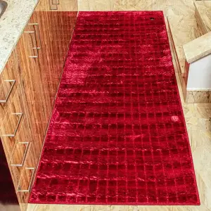 square velvet red corridor floor carpet - 100cm x 280cm