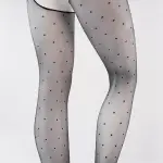 Sexy Crotchless Pantyhose Ultra-Thin 0D Polka Dot High Waist Shiny Black