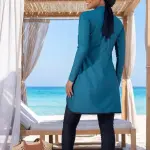 Teal Modest Swimwear Tunic & Black Leggings Set