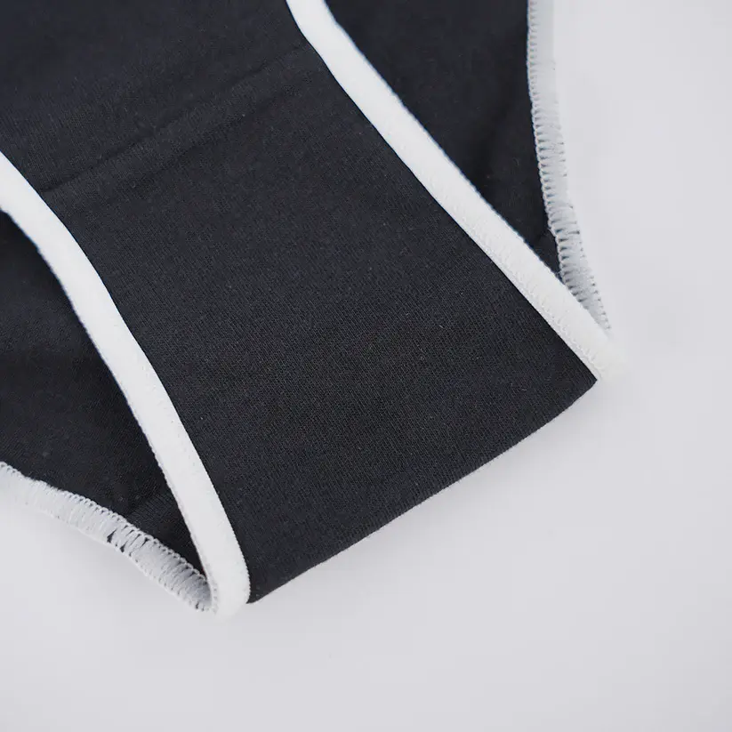 Plus Size Black White Color Block Low Rise Comfort Panty