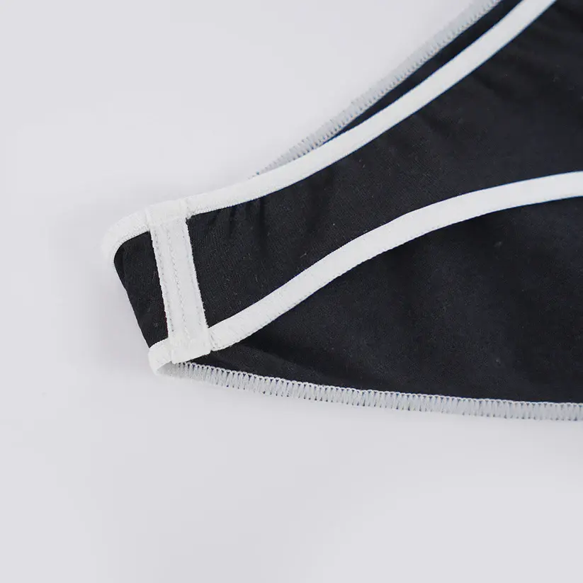 Plus Size Black White Color Block Low Rise Comfort Panty