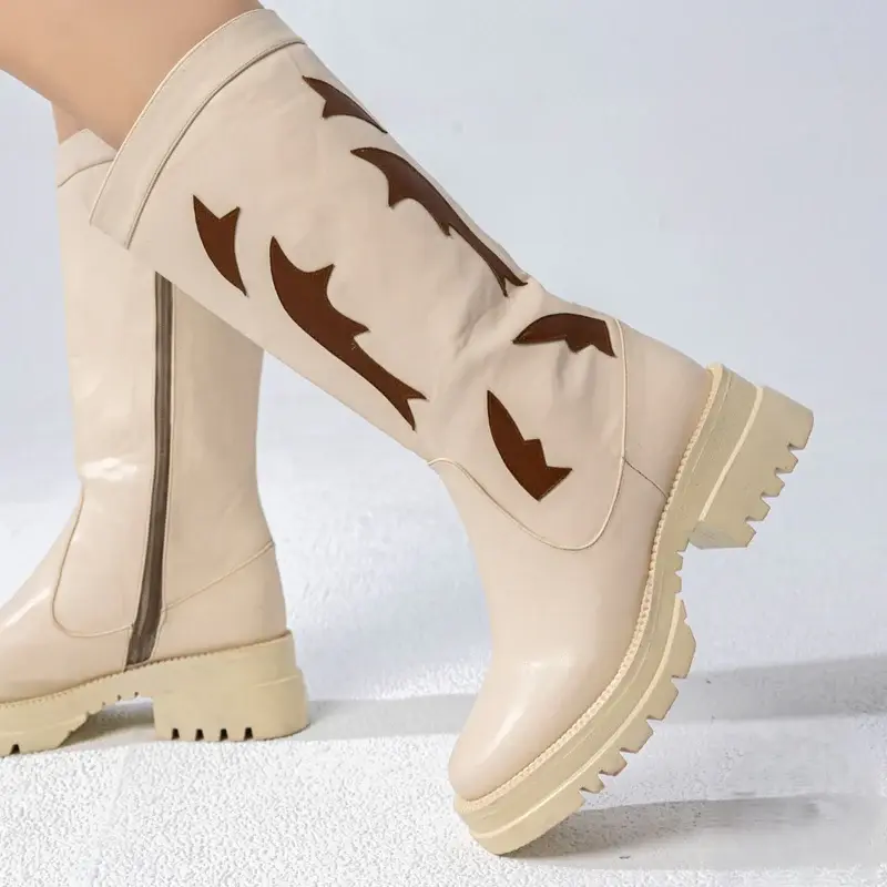 boot with a bold design mid heels B-42