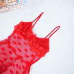 Red See-Through Ruffled Dress