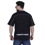 Black Chest and Back Print Oversize T-Shirt