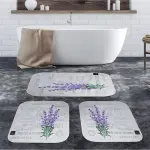 lavender Digital Bathroom Set Non Slip 3Pieces