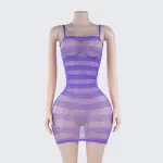 [2+ Items, 300 EGP Each] Sexy Striped Fishnet Spaghetti Strap Chemise