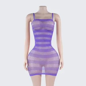 [2+ Items, 300 EGP Each] Sexy Striped Fishnet Spaghetti Strap Chemise