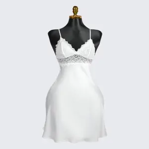 Spaghetti Strap Lace Backless Satin Dress