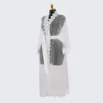White Long-Sleeved See-through Lace Robe