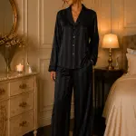 Black striped jacquard pjs