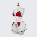 Christmas Velvet See-Through Seduction Bra Panties Miniskirt Set