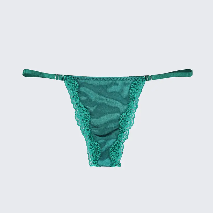Green Lace Trim Push Up Bra Panty Set