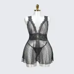 Plus Size Black Babydoll Panty Set
