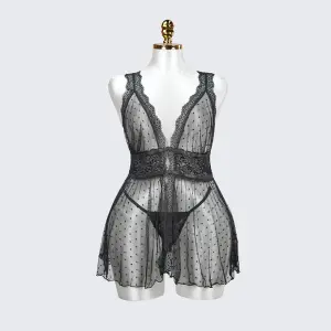 Plus Size Black Babydoll Panty Set