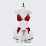 Christmas Velvet See-Through Seduction Bra Panties Miniskirt Set