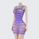 [2+ Items, 300 EGP Each] Sexy Striped Fishnet Spaghetti Strap Chemise