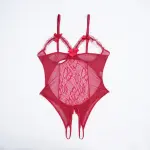 Floral Lace Embroidered Open Crotch Bodysuit