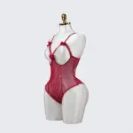 Floral Lace Embroidered Open Crotch Bodysuit