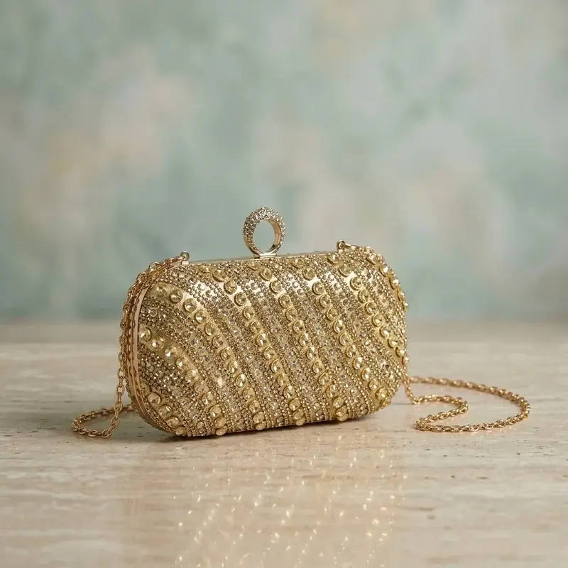 Beaded Handbag with Diagonal Stripes VS-49