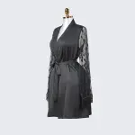 Luxurious Silk Lace Trimmed Kimono Robe