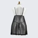 Black Lace Embroidery See-through Hollow Babydolls Lingerie